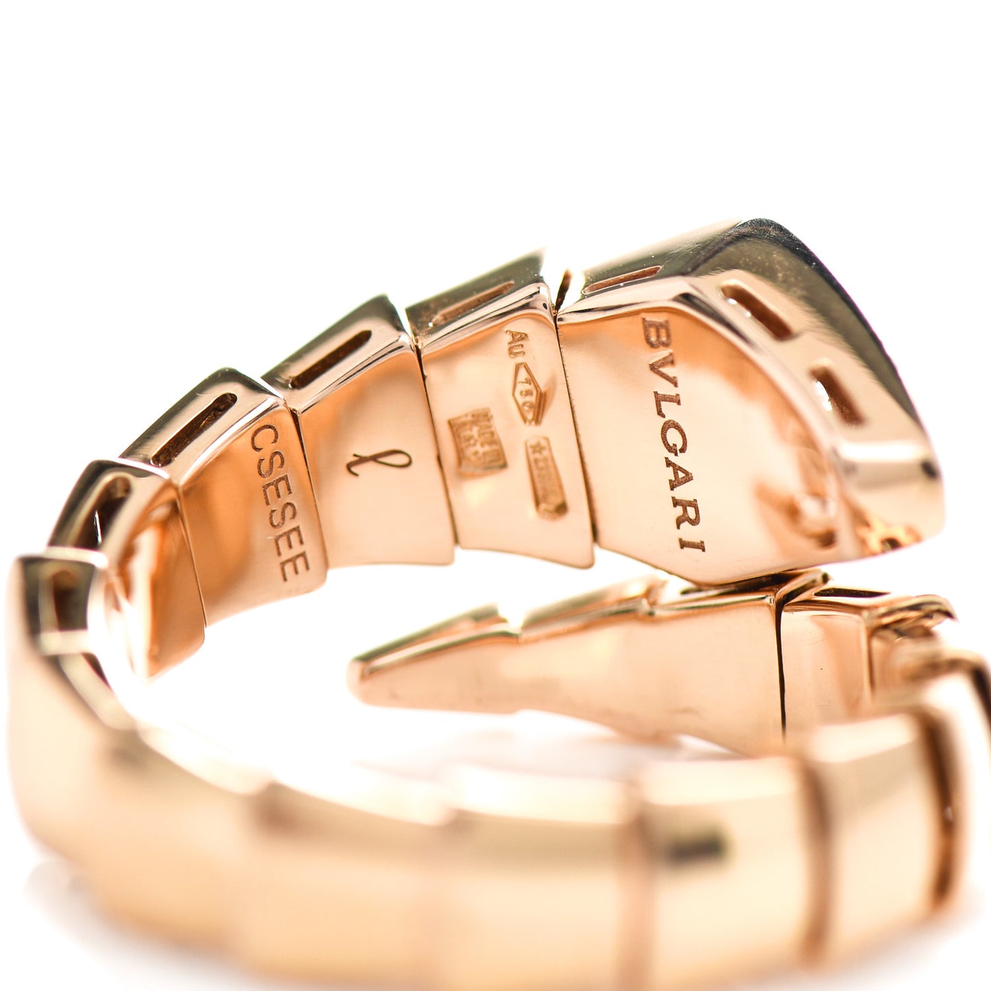 18K Rose Gold Diamond Serpenti Viper Ring L