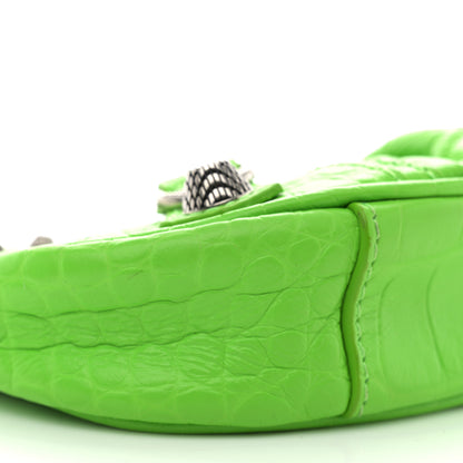 Balenciaga Extra Supple Calfskin Crocodile Embossed Le Cagole Mini Purse With Chain Acid Green 9 of 12
