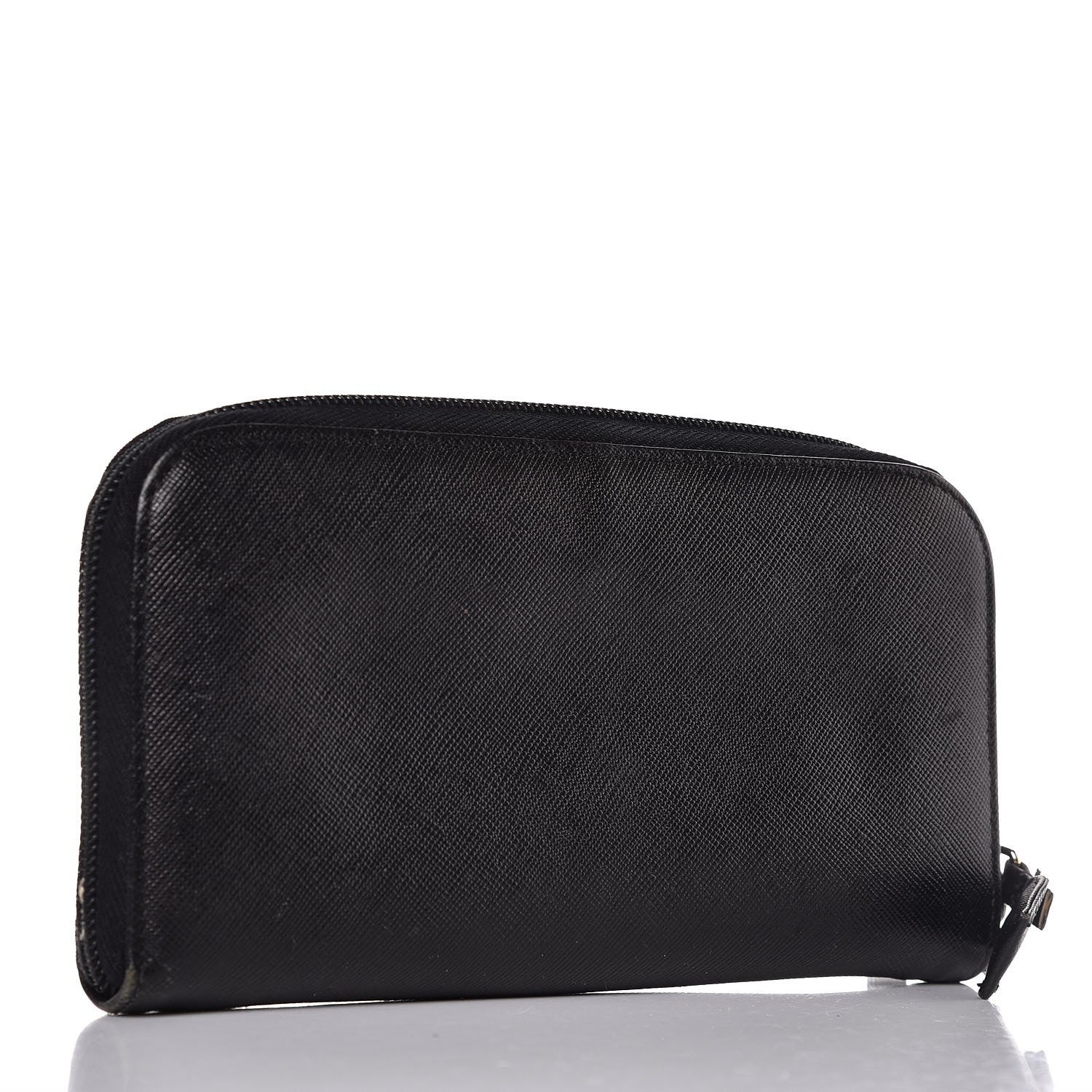 Prada Saffiano Zip Around Wallet Black 3 of 19