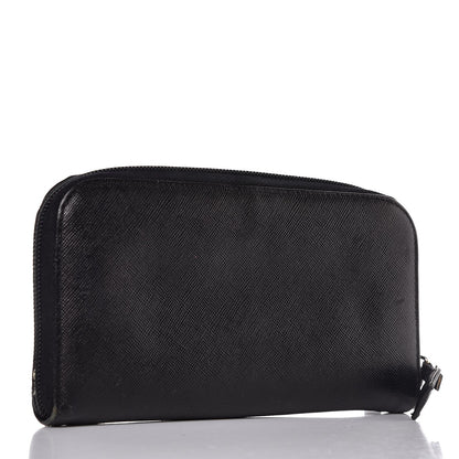 Prada Saffiano Zip Around Wallet Black 3 of 19