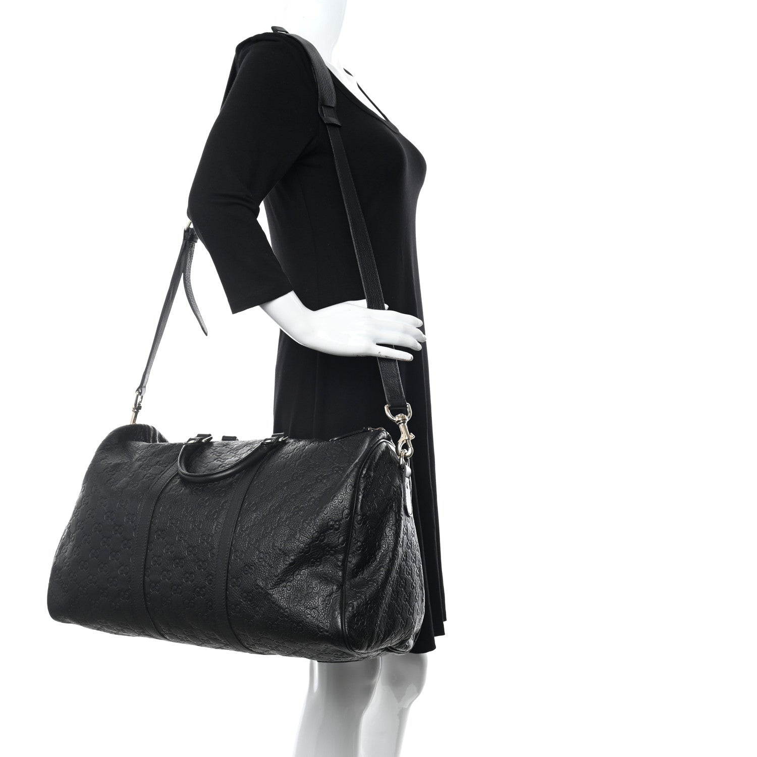 Gucci Guccissima Medium Carry On Duffle Black 2 of 11