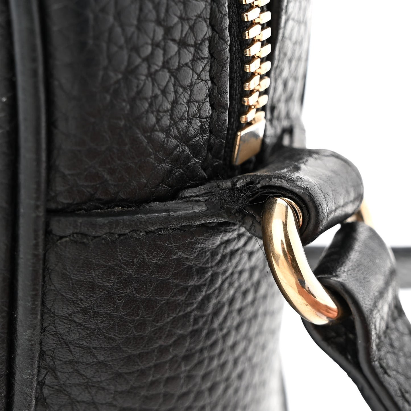 Pebbled Calfskin Small Soho Disco Bag Black