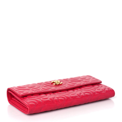 Chanel Caviar Camellia Embossed Flap Wallet Fuschia 4 of 10