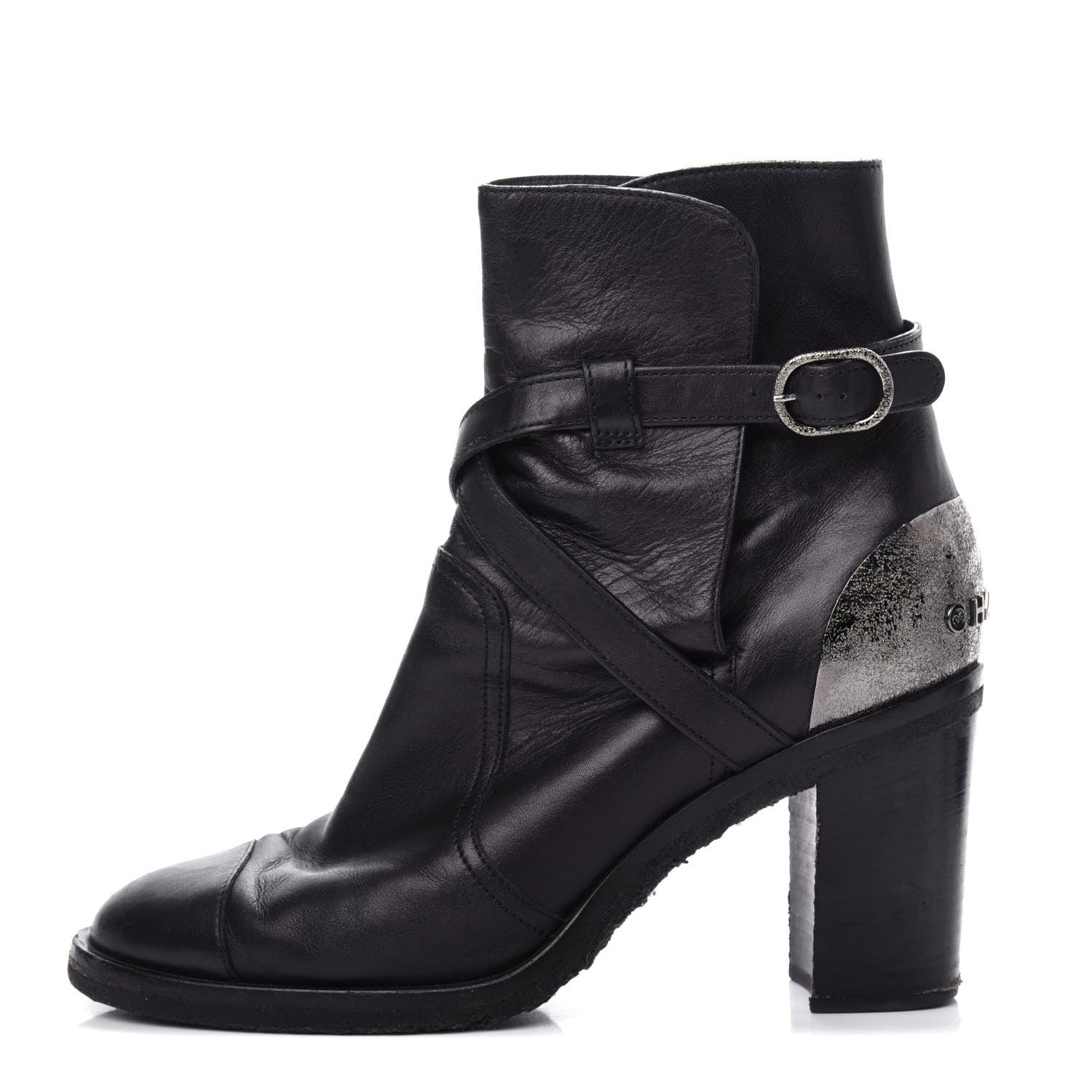 Chanel Lambskin CC Buckle Short Boots 39 Black 1 of 11