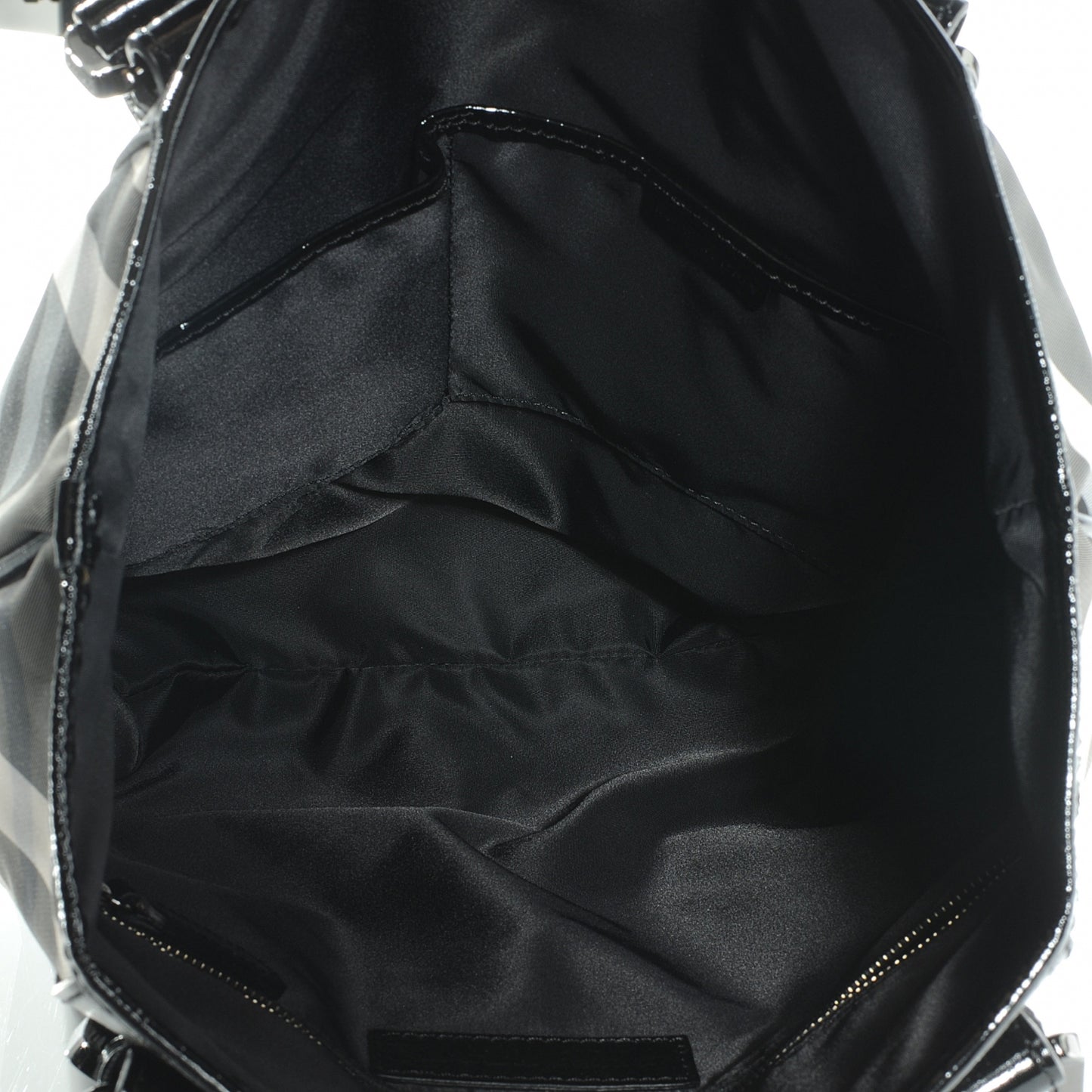 Patent Trim Smoked Check Tote Black