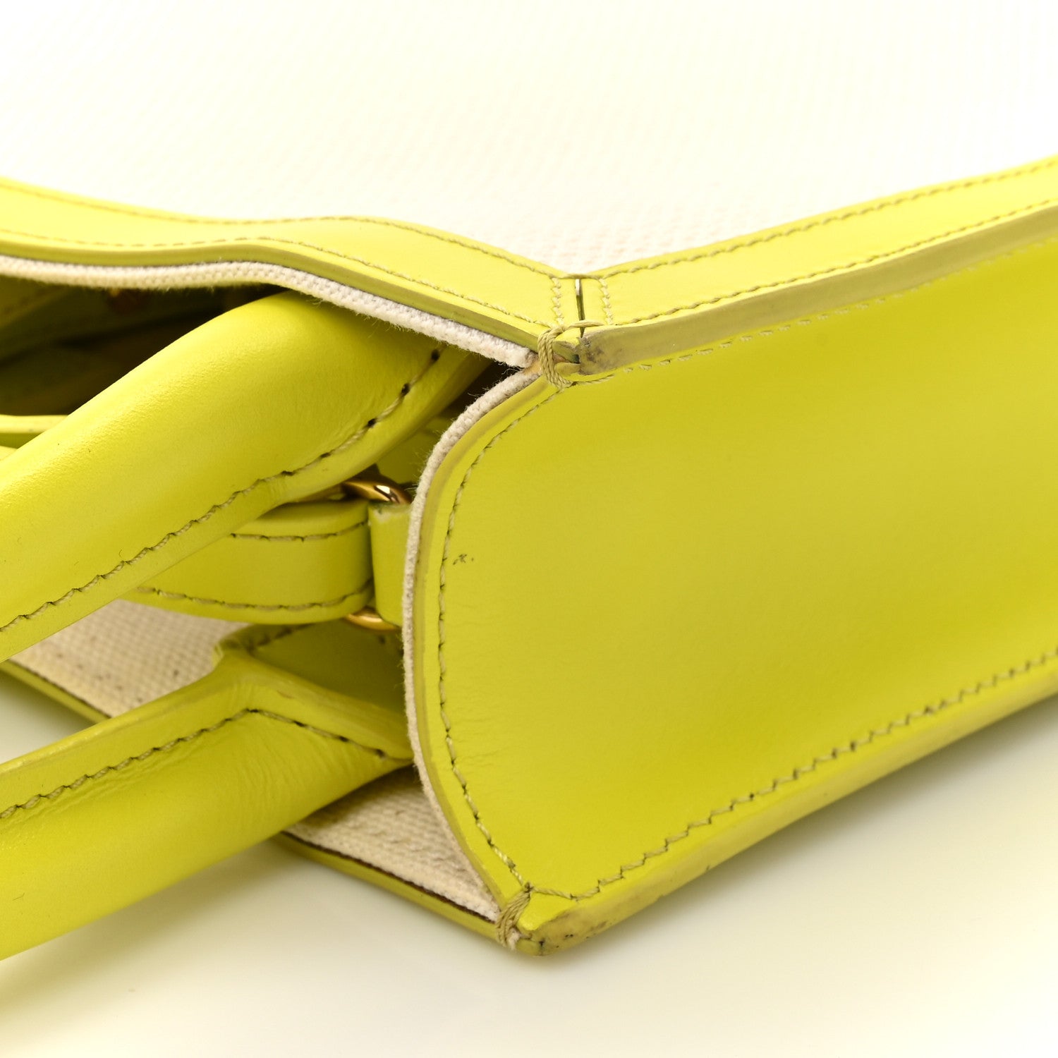 Celine Canvas Calfskin Mini Vertical Cabas Neon Yellow 1821828