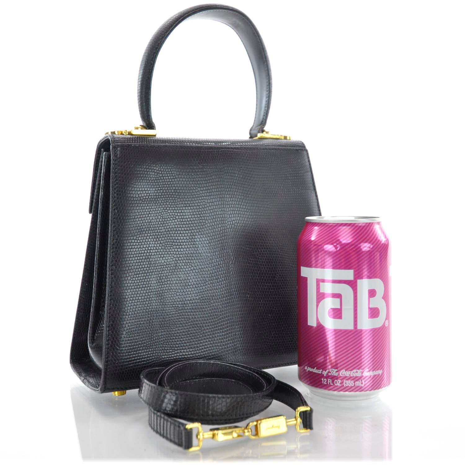 FASHIONPHILE SALVATOREFERRAGAMOLizardEmbossedLadyGanciniBlack 3 of 9