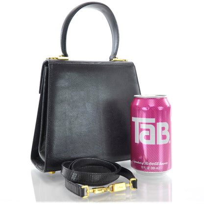 FASHIONPHILE SALVATOREFERRAGAMOLizardEmbossedLadyGanciniBlack 3 of 9