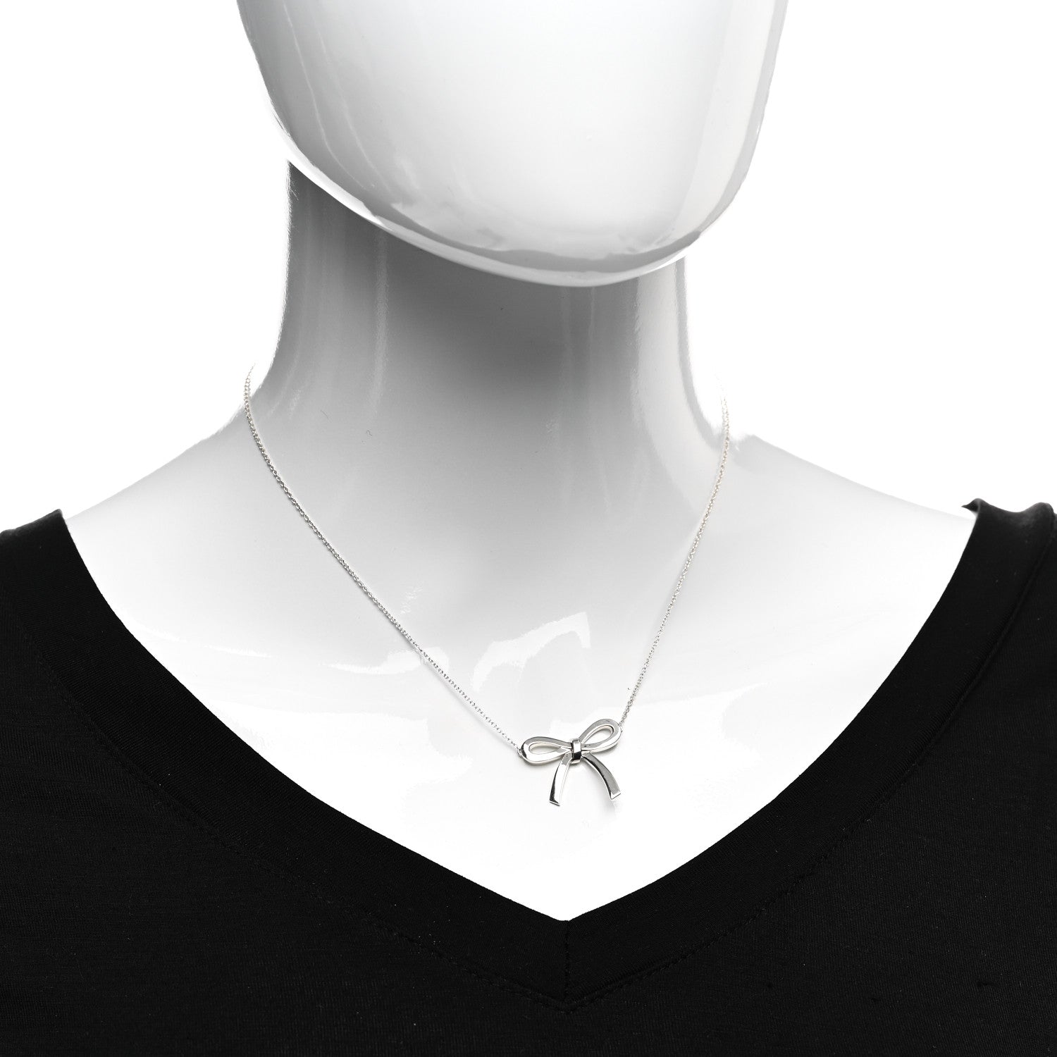 Tiffany Sterling Silver Bow Pendant Necklace 2 of 5