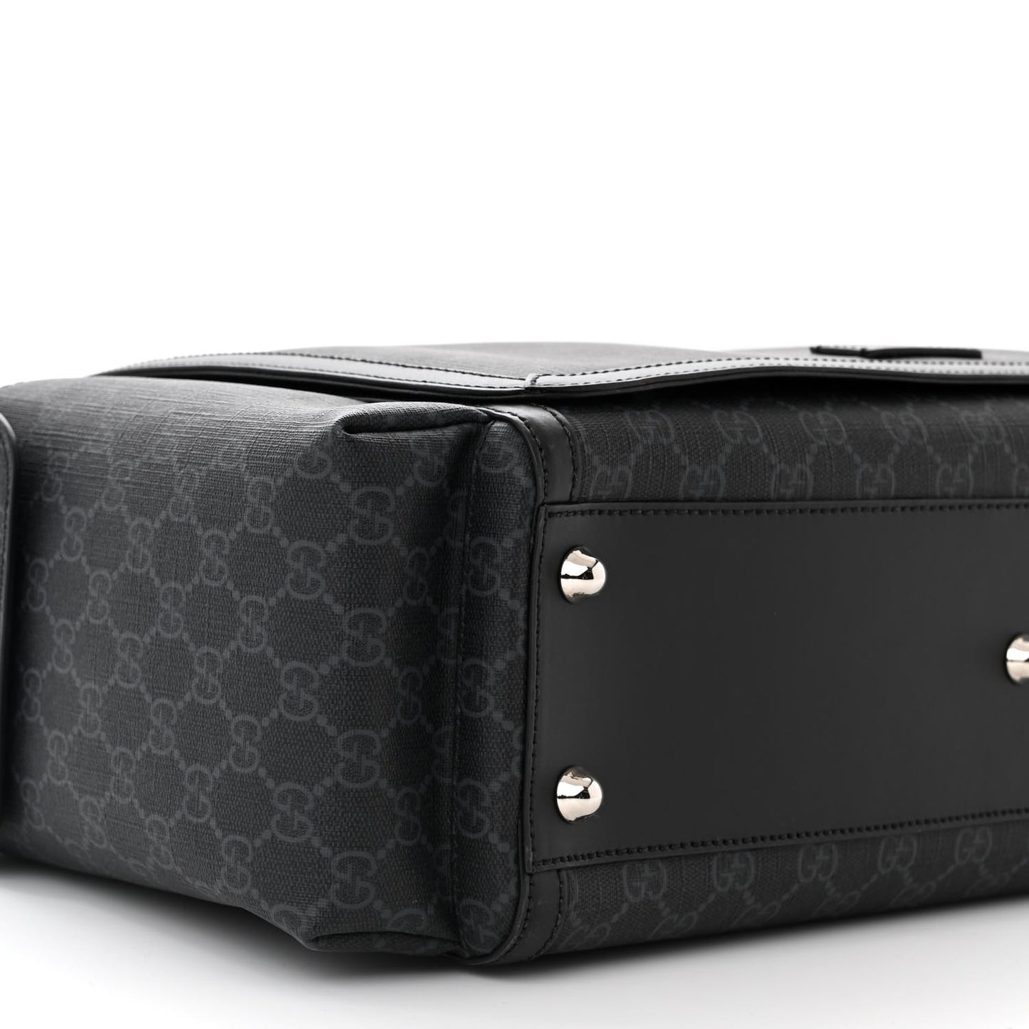 GG Supreme Monogram Web Messenger Diaper Bag Black Grey