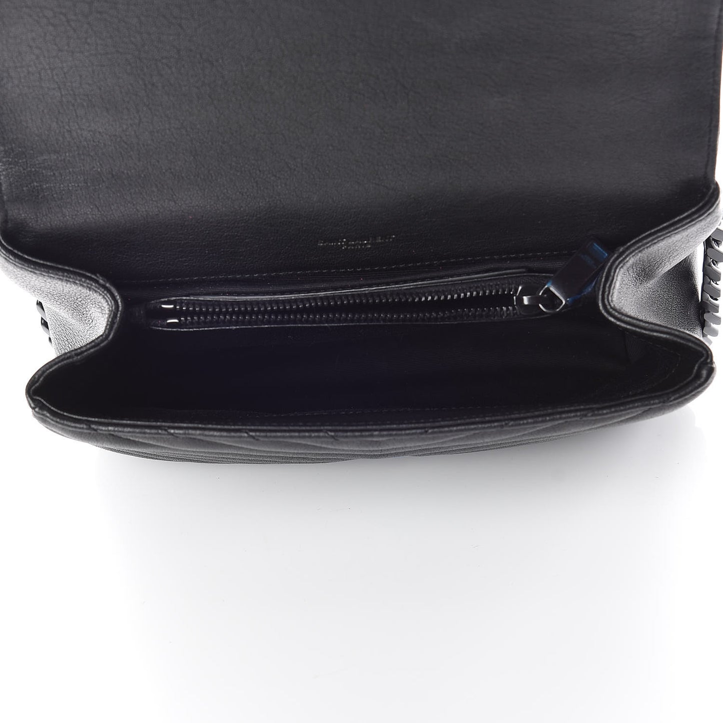 Sheepskin Matelasse Chevron Monogram Medium College Bag Black