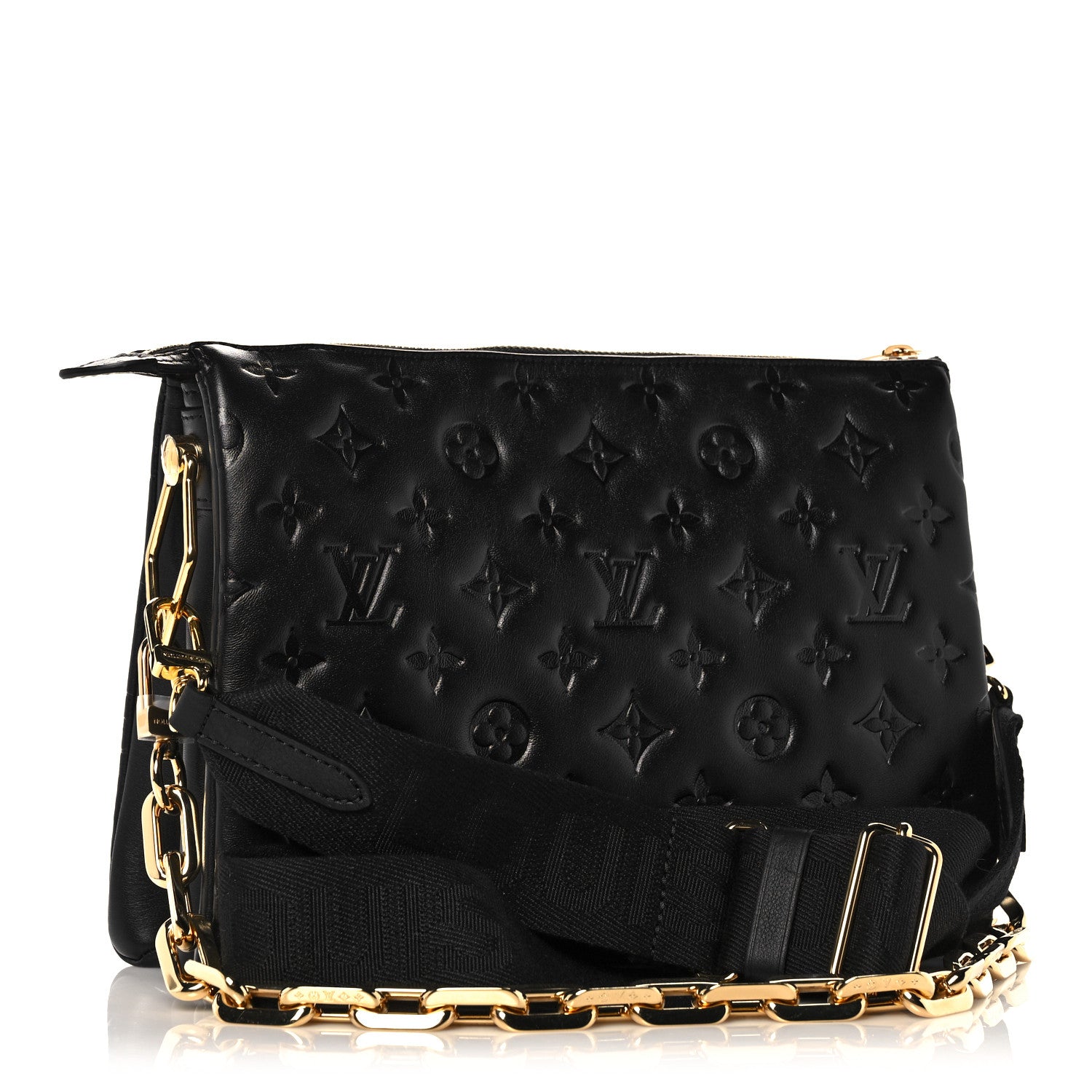 Louis Vuitton Lambskin Embossed Monogram Coussin PM Black 3 of 8