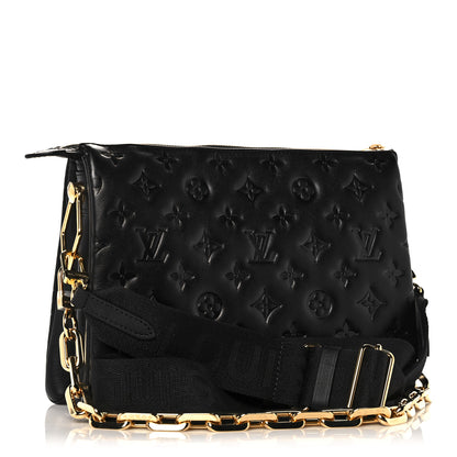 Louis Vuitton Lambskin Embossed Monogram Coussin PM Black 3 of 8