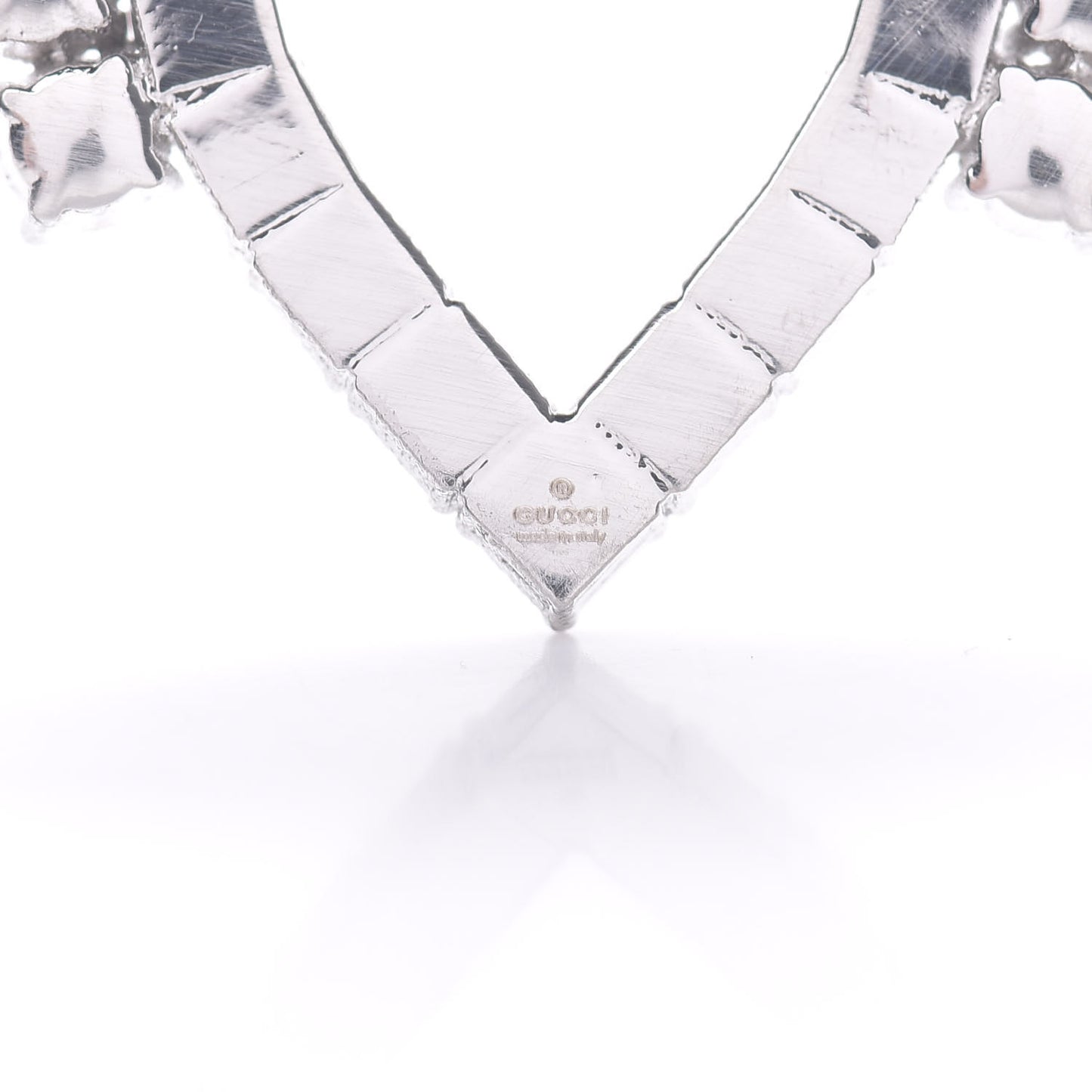 Metal Crystal Double G Brooch Silver