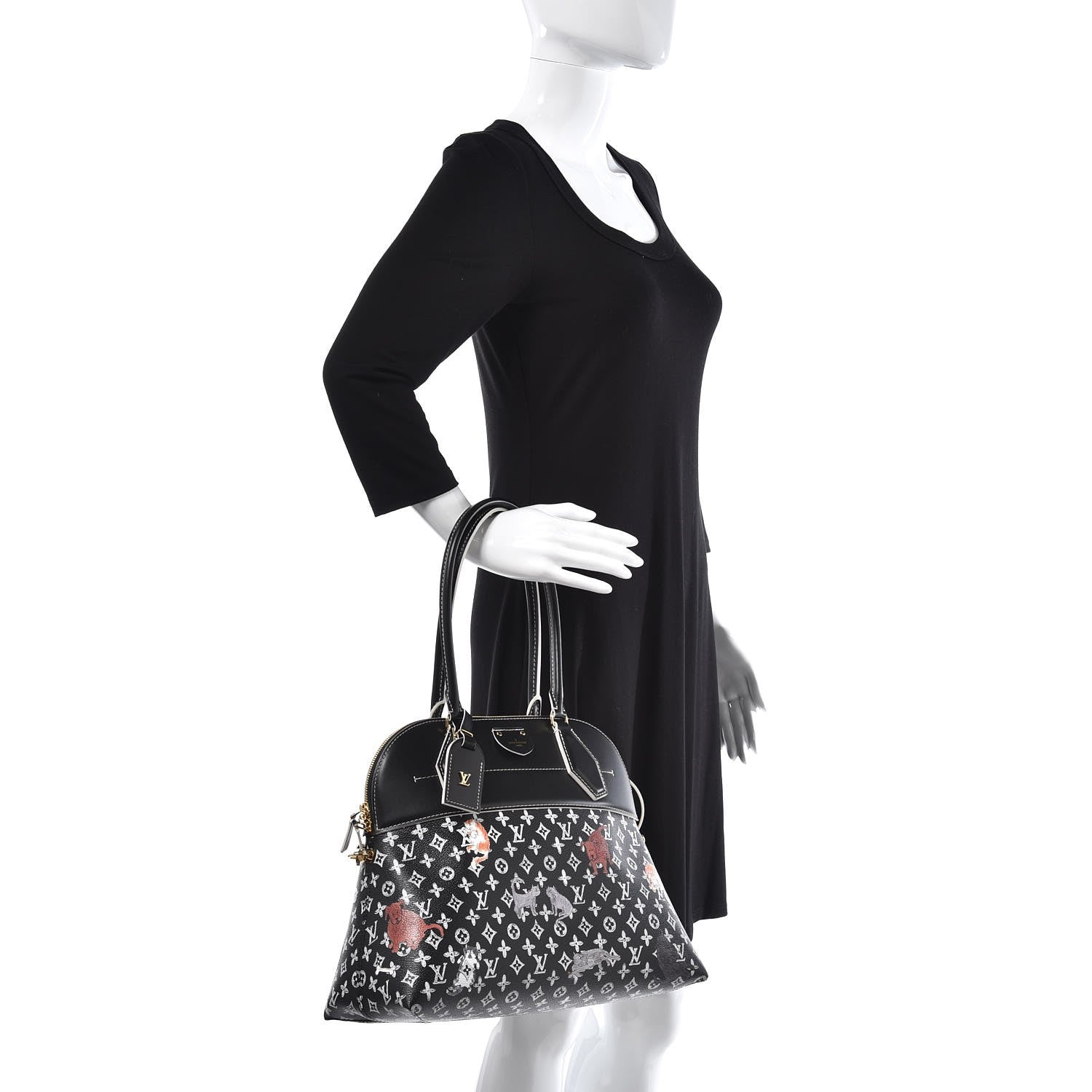 Louis Vuitton Calfskin Catogram Alma Souple MM Black 3 of 9
