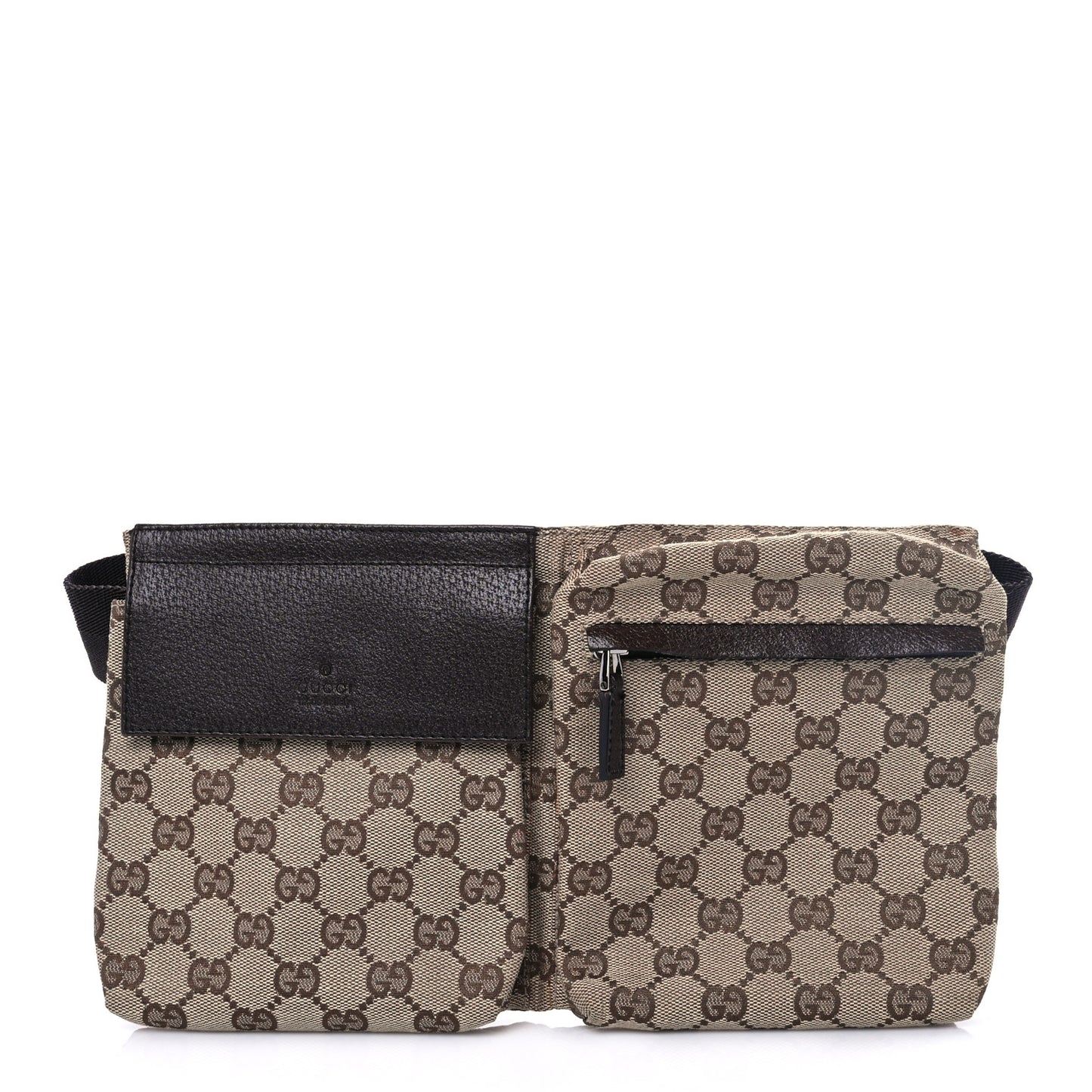 GG Monogram Double Pocket Belt Bag Dark Brown