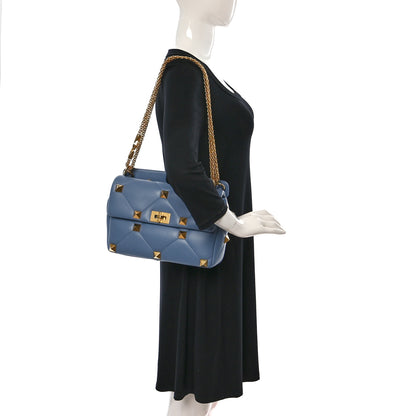 Valentino Garavani Nappa Large Roman Stud Shoulder Bag Niagara 2 of 8