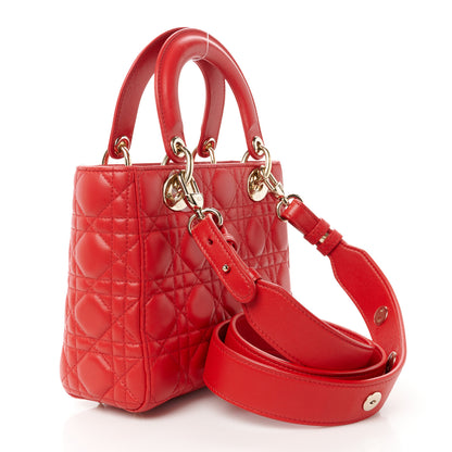 Christian Dior Lambskin Cannage Small Lucky Badges My Lady Dior Red 3 of 10