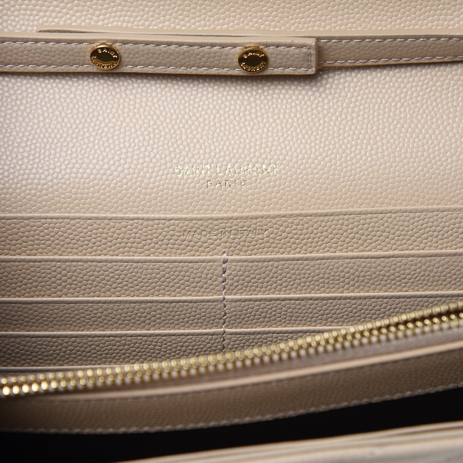 Saint Laurent Grain De Poudre Matelasse Chevron Monogram Chain Wallet Nude Powder 6 of 8