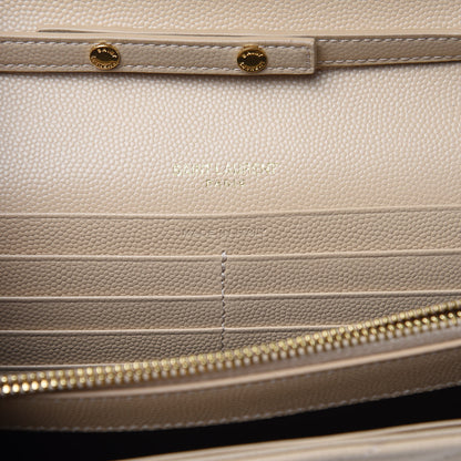 Saint Laurent Grain De Poudre Matelasse Chevron Monogram Chain Wallet Nude Powder 6 of 8