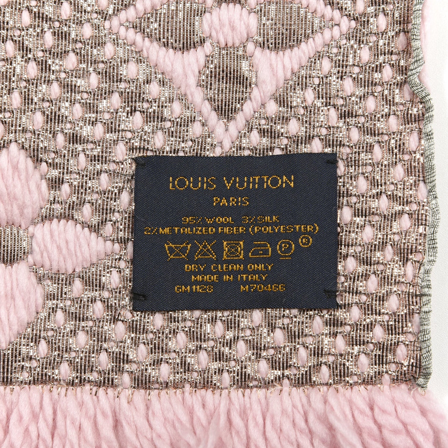 Wool Silk Logomania Shine Scarf Pink