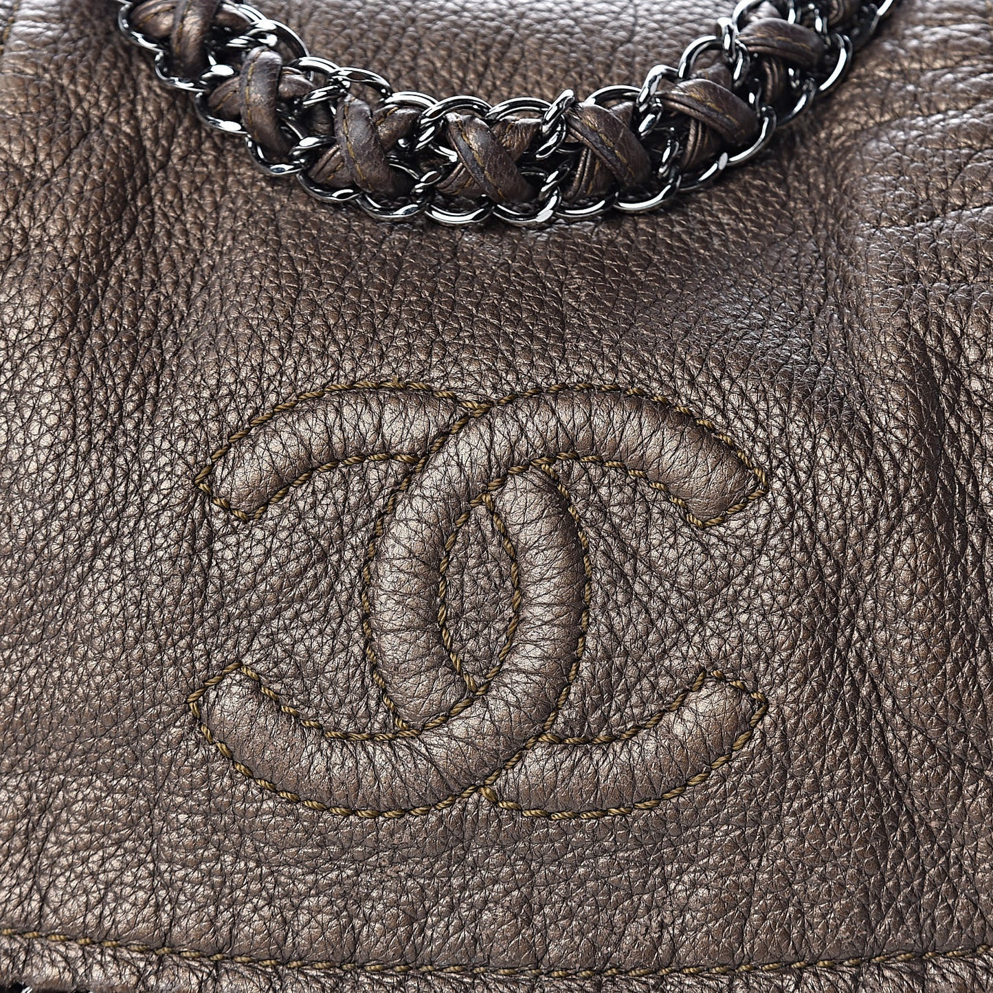 Metallic Deerskin Luxe Ligne Flap Bronze