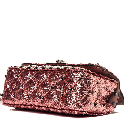 Valentino Garavani Glitter Mini Rockstud Spike Shoulder Bag Antique Pink 8 of 8
