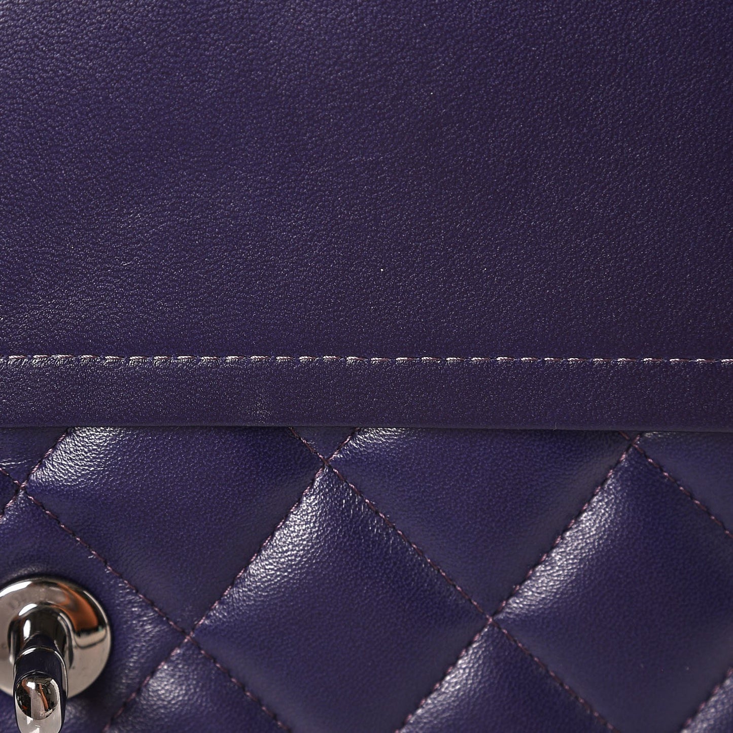 Lambskin Quilted Jumbo Double Flap Dark Purple