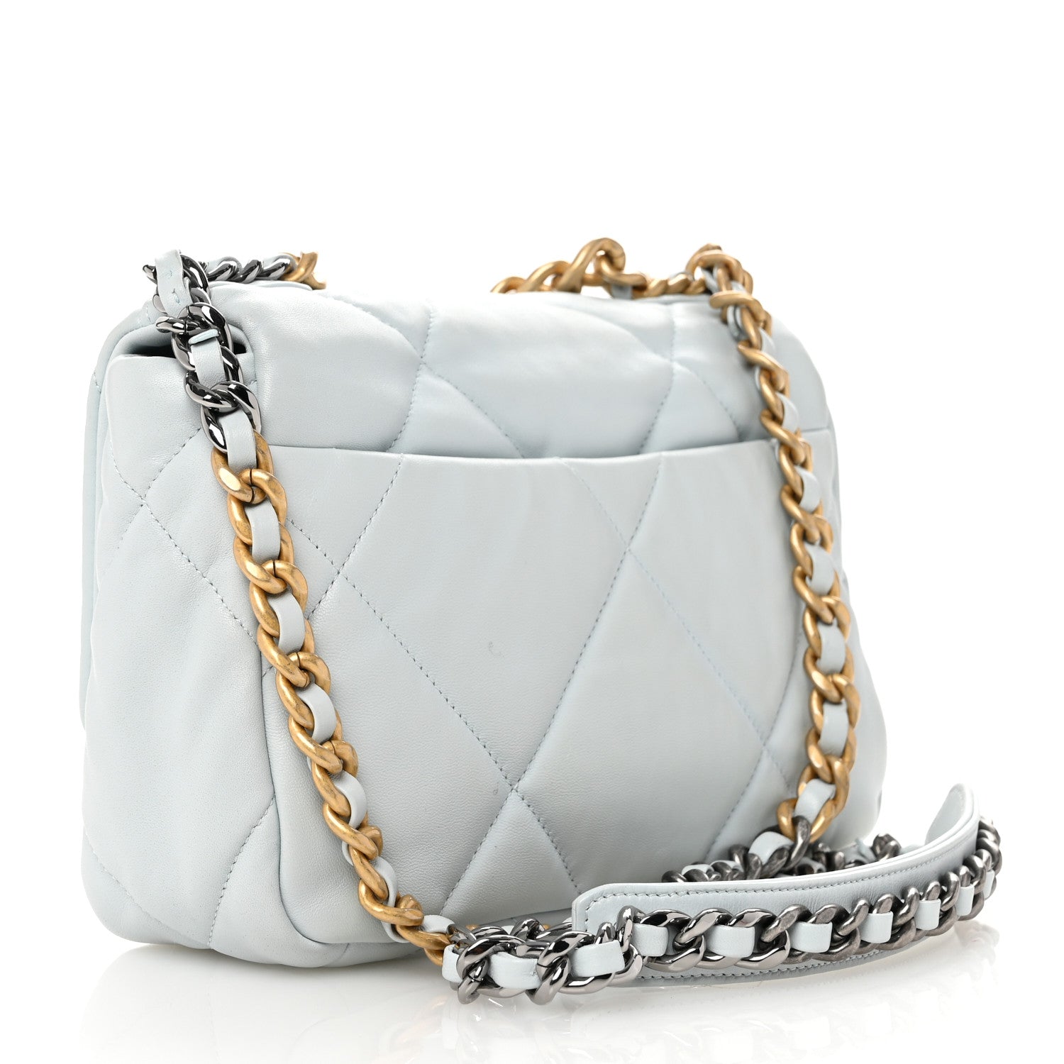 Chanel Lambskin Quilted Medium Chanel 19 Flap Light Blue 3 of 11