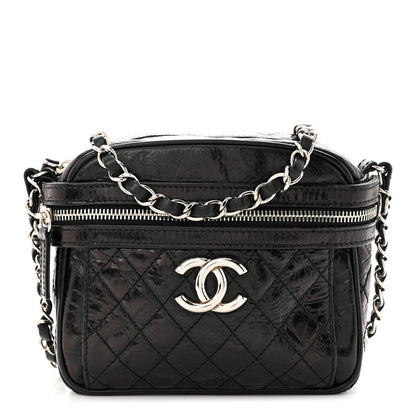 Chanel Glazed Crackled Calfskin Quilted CC Crossbody Black 1 of 10