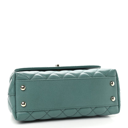 Chanel Caviar Quilted Lizard Embossed Mini Coco Handle Flap Green 4 of 9