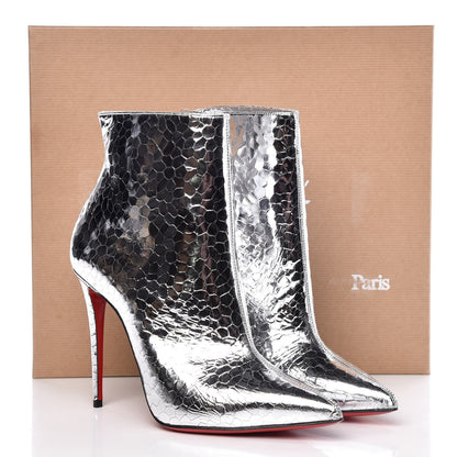 Christian Louboutin Calfskin Craquele So Kate Booty 110 Ankle Boots 39.5 Silver 8 of 8