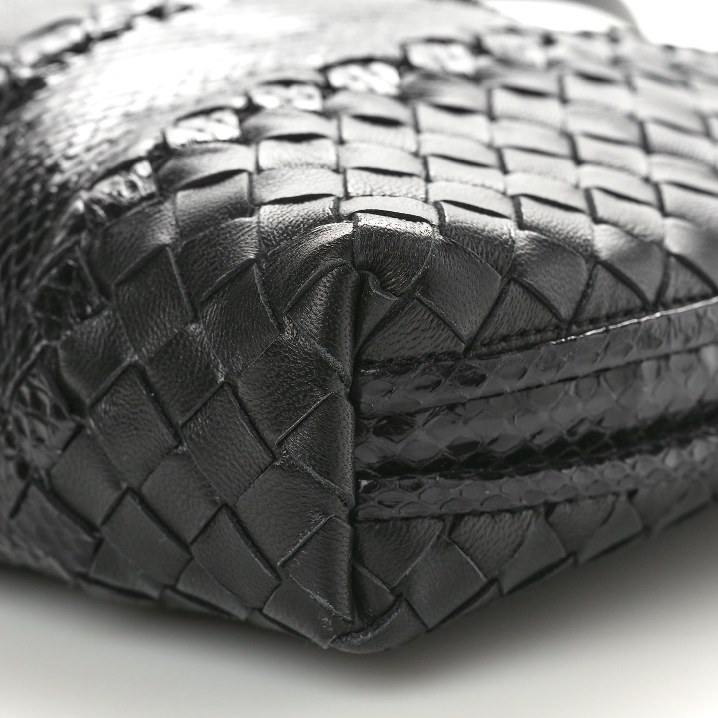 Nappa Intrecciato Snakeskin Crossbody Pillow Messenger Black