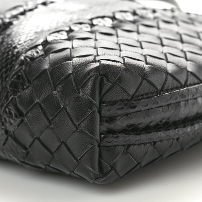 Bottega Veneta Nappa Intrecciato Snakeskin Crossbody Pillow Messenger Black 10 of 10