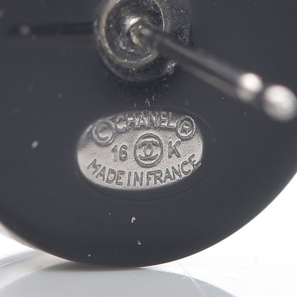 Chanel Resin Crystal CC Stud Earrings Black 4 of 5