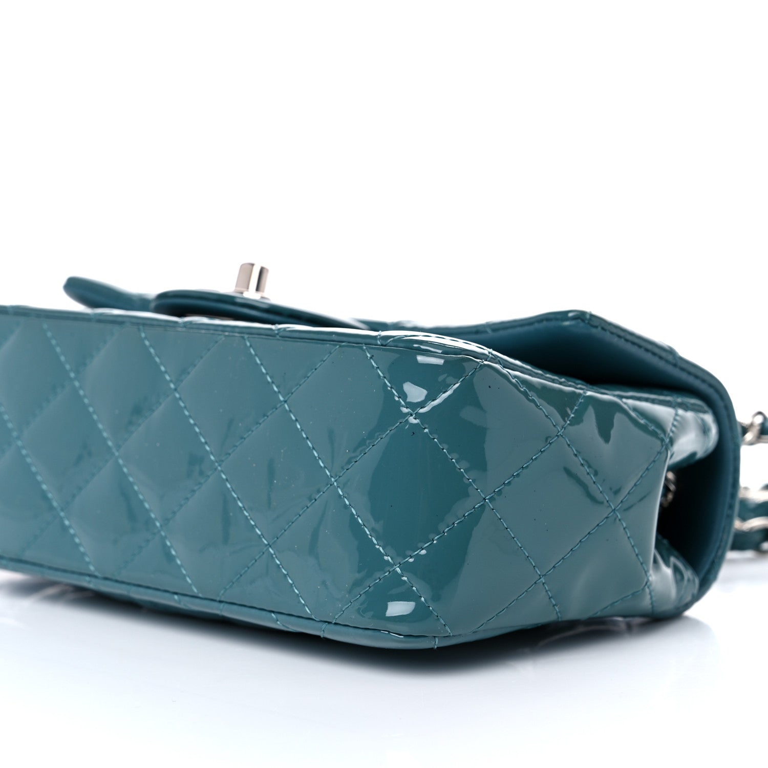 Chanel Patent Quilted Mini Rectangular Flap Turquoise 6 of 12