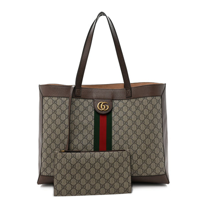 Gucci GG Supreme Monogram Web Ophidia Tote Brown 3 of 17