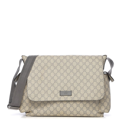 Gucci GG Plus Monogram Messenger Diaper Bag Ecru Grigio 1 of 12