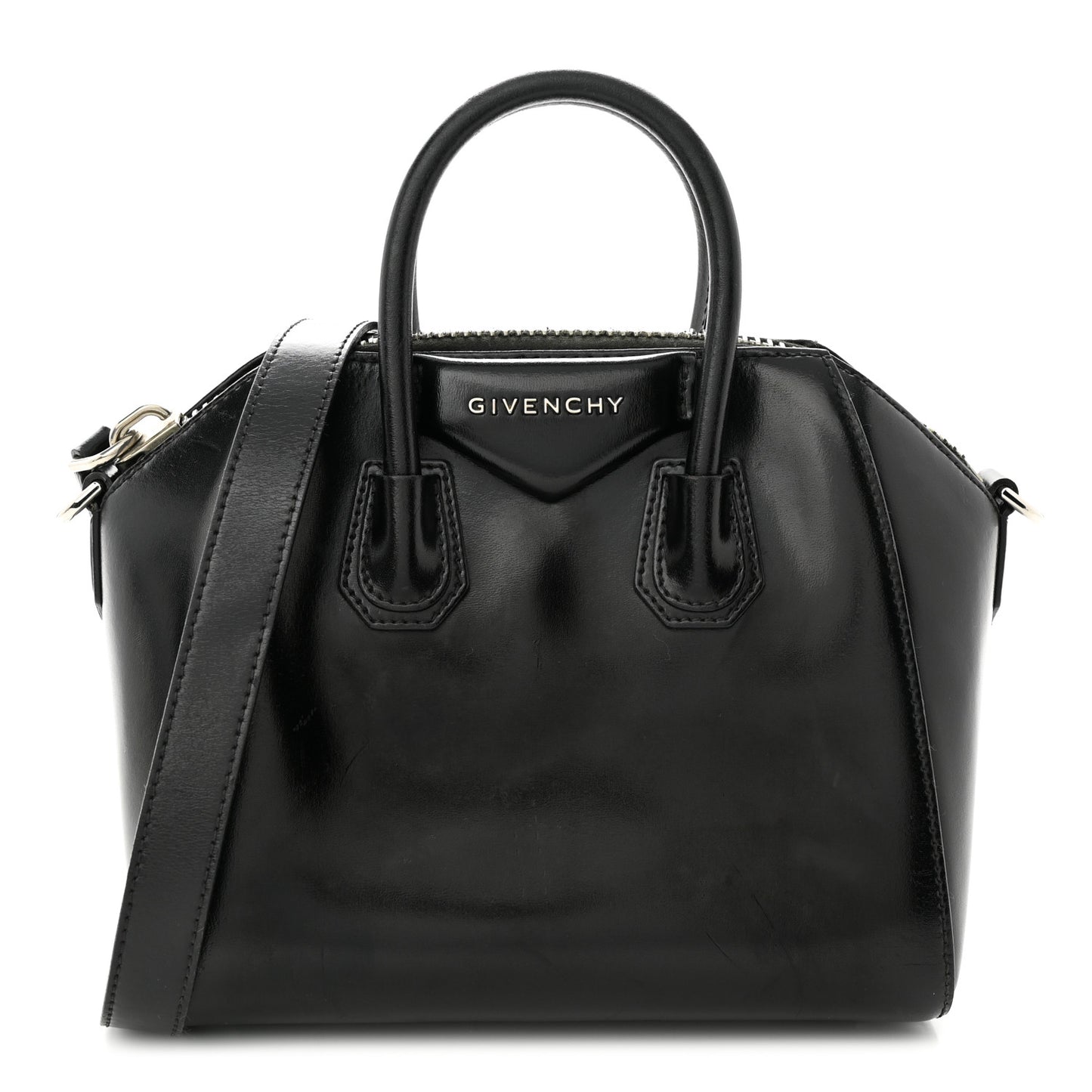 Shiny Lord Calfskin Mini Antigona Black