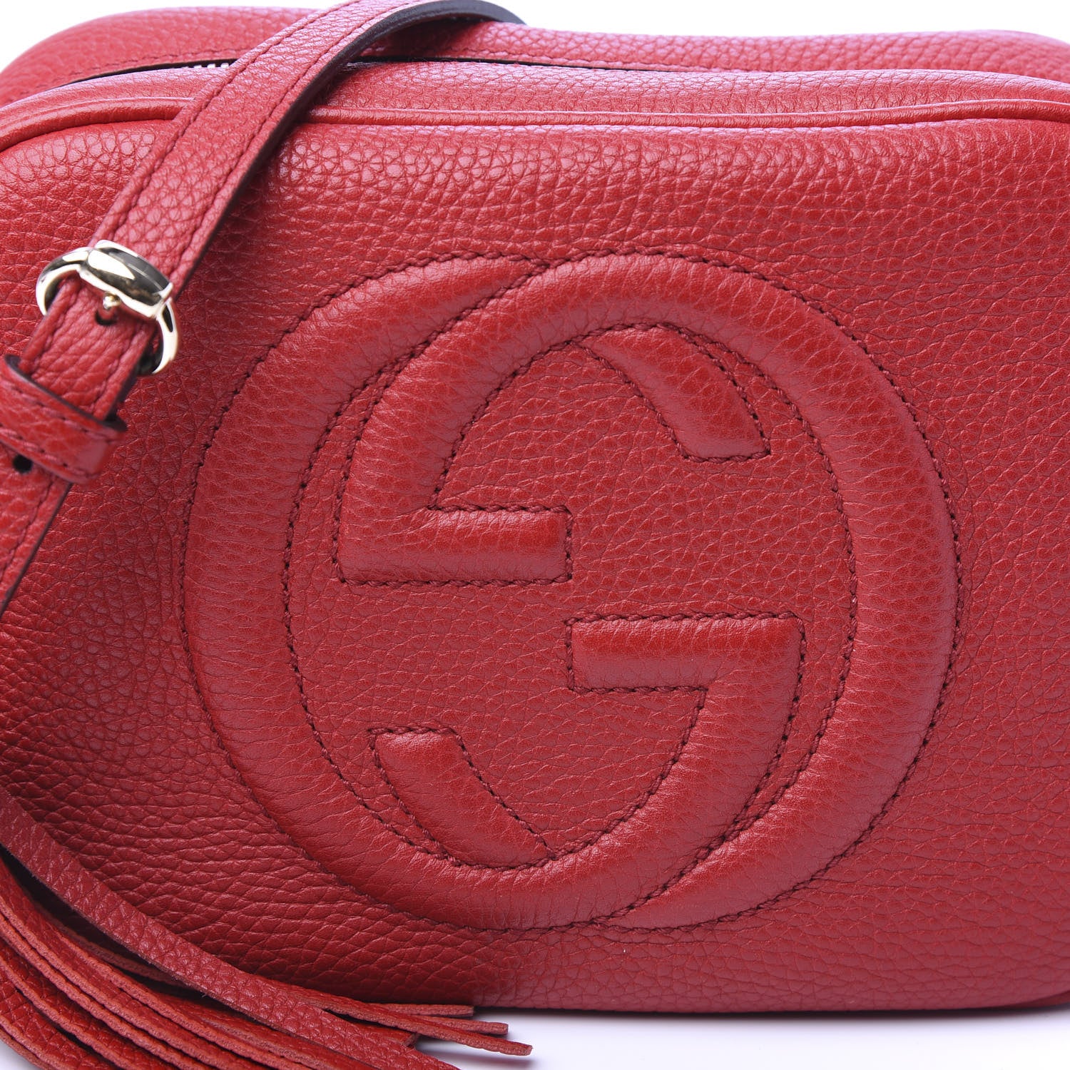 Gucci Pebbled Calfskin Small Soho Disco Bag Vibrant Red 10 of 14