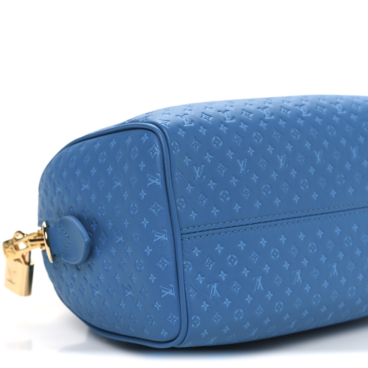 Louis Vuitton Calfskin Nanogram Embossed Speedy Bandouliere 20 Blue 8 of 9