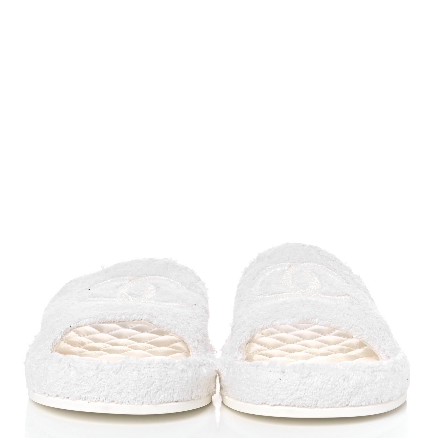 Chanel Patent Fabric CC Flat Slide Sandals 40 White 2 of 8