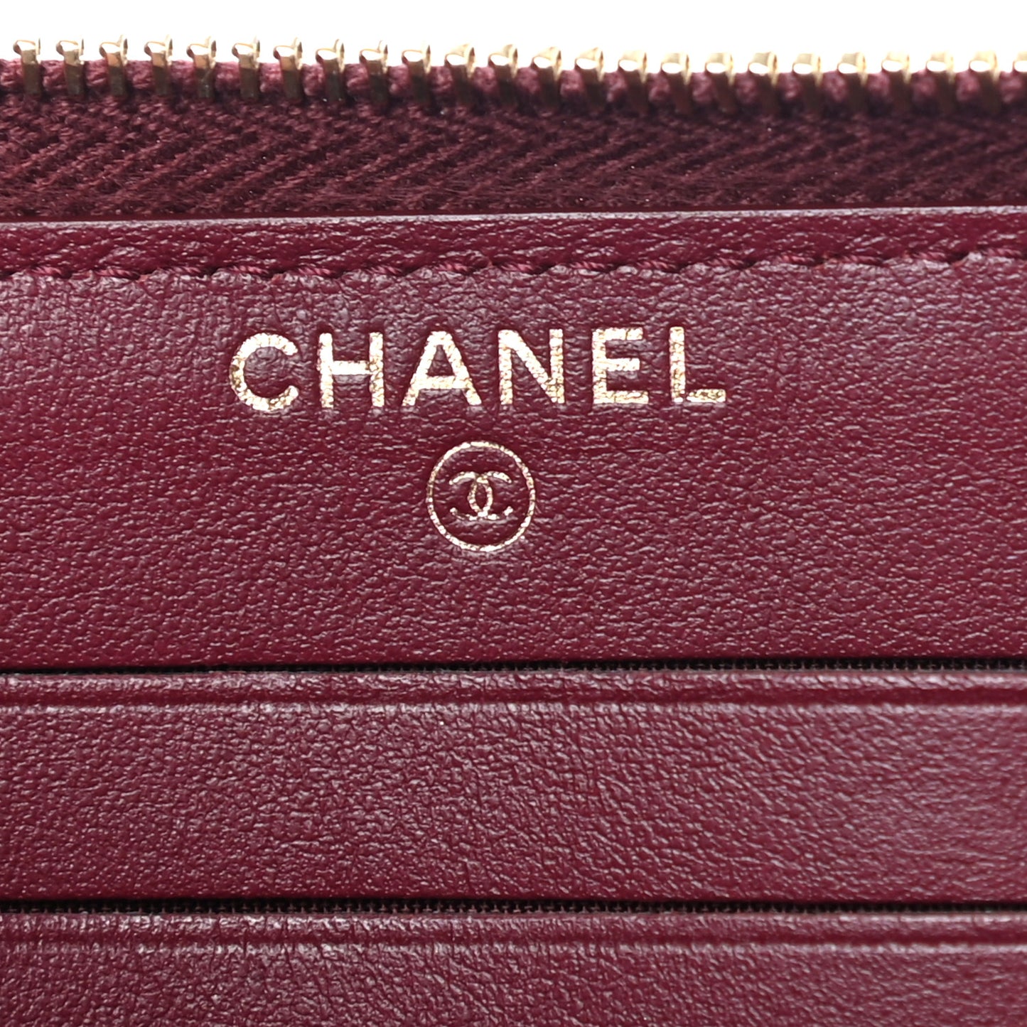 Lambskin Studded Quilted Zip Around Wallet Burgundy