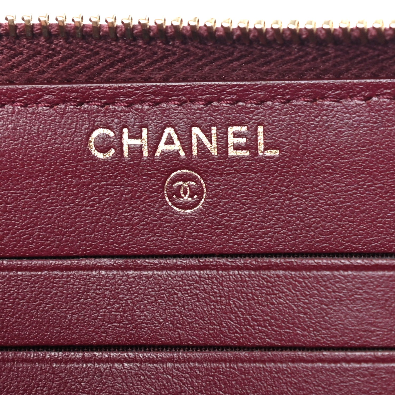 Chanel Lambskin Studded Quilted Zip Around Wallet Burgundy 6 of 8