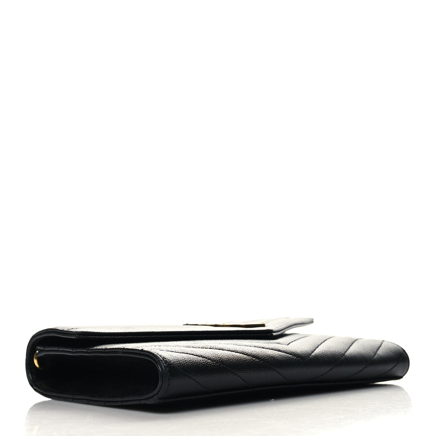 Grain De Poudre Matelasse Chevron Monogram Envelope Clutch Black