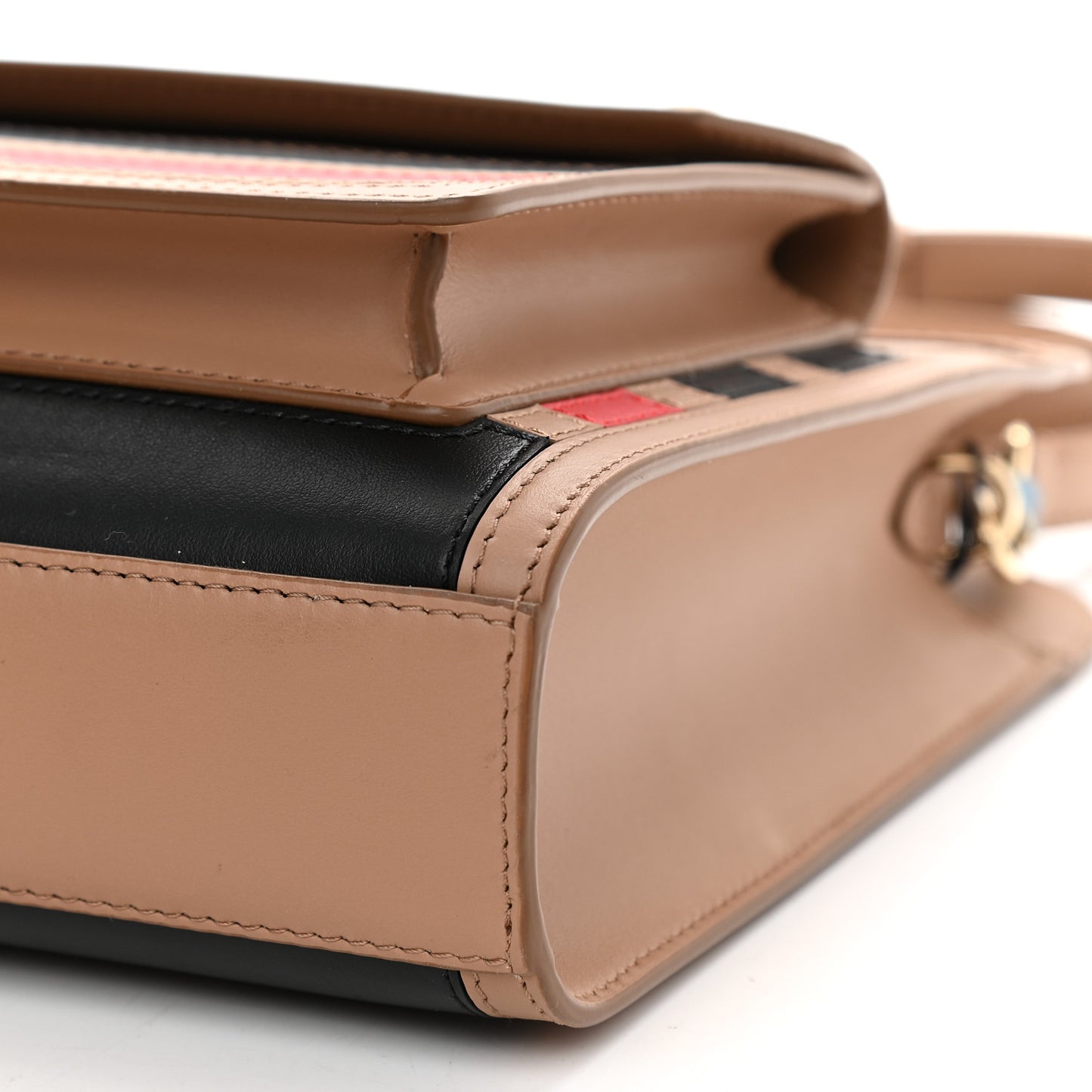 Smooth Calfskin Striped Mini Pocket Bag Camel