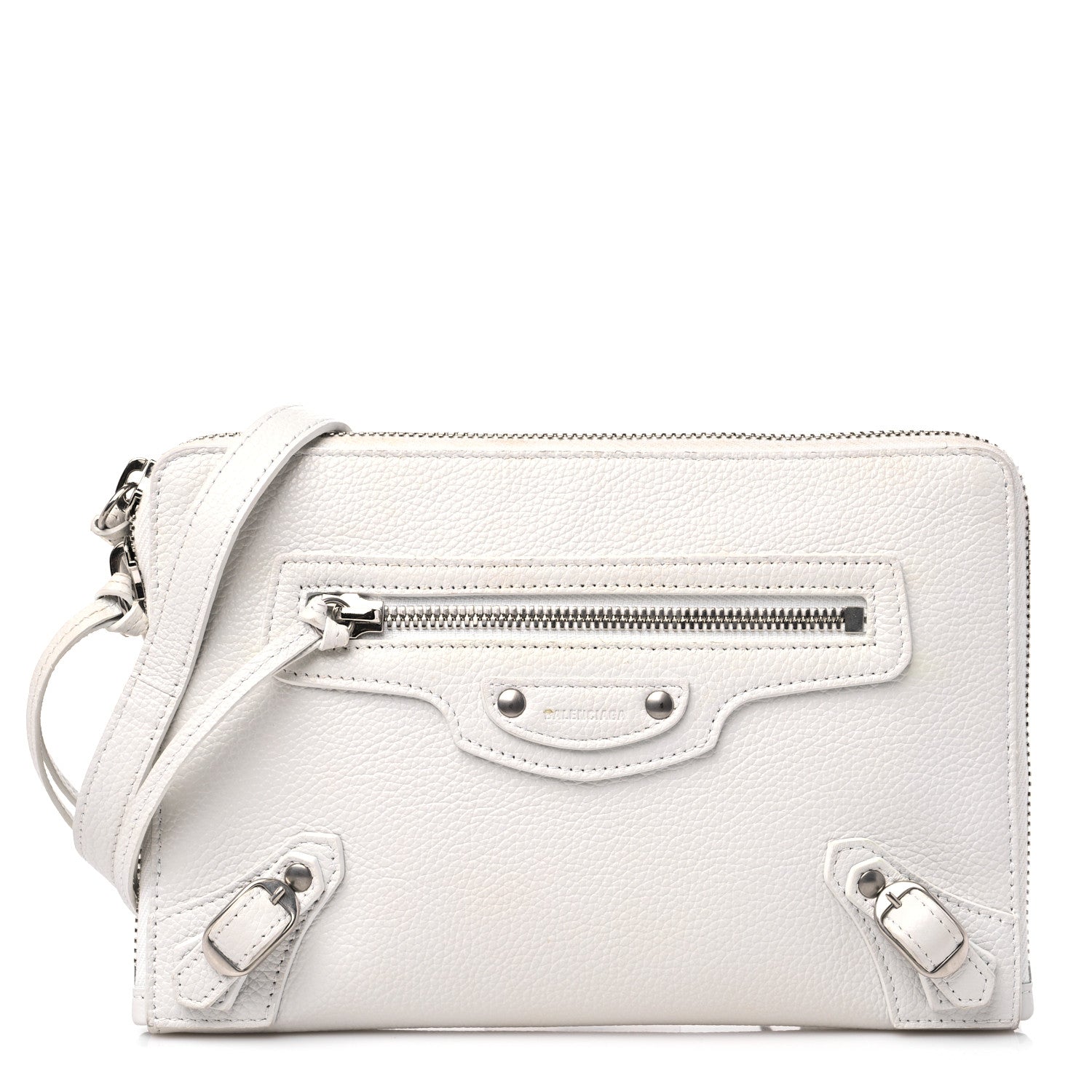 Balenciaga Grained Calfskin Classic Silver Hardware Reporter Crossbody White 1 of 15