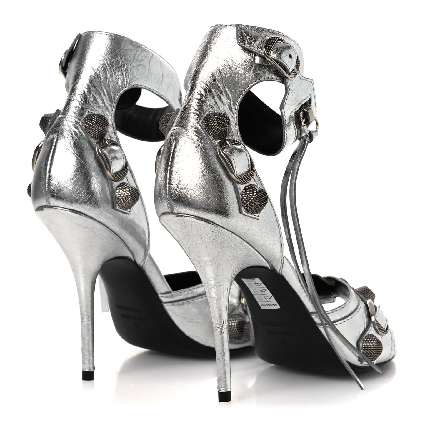 Metallic Agneau Arena Cagole 110mm Sandals 38 Silver 38 Silver