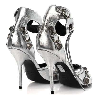 Balenciaga Metallic Agneau Arena Cagole 110mm Sandals 38 Silver 38 Silver 5 of 12