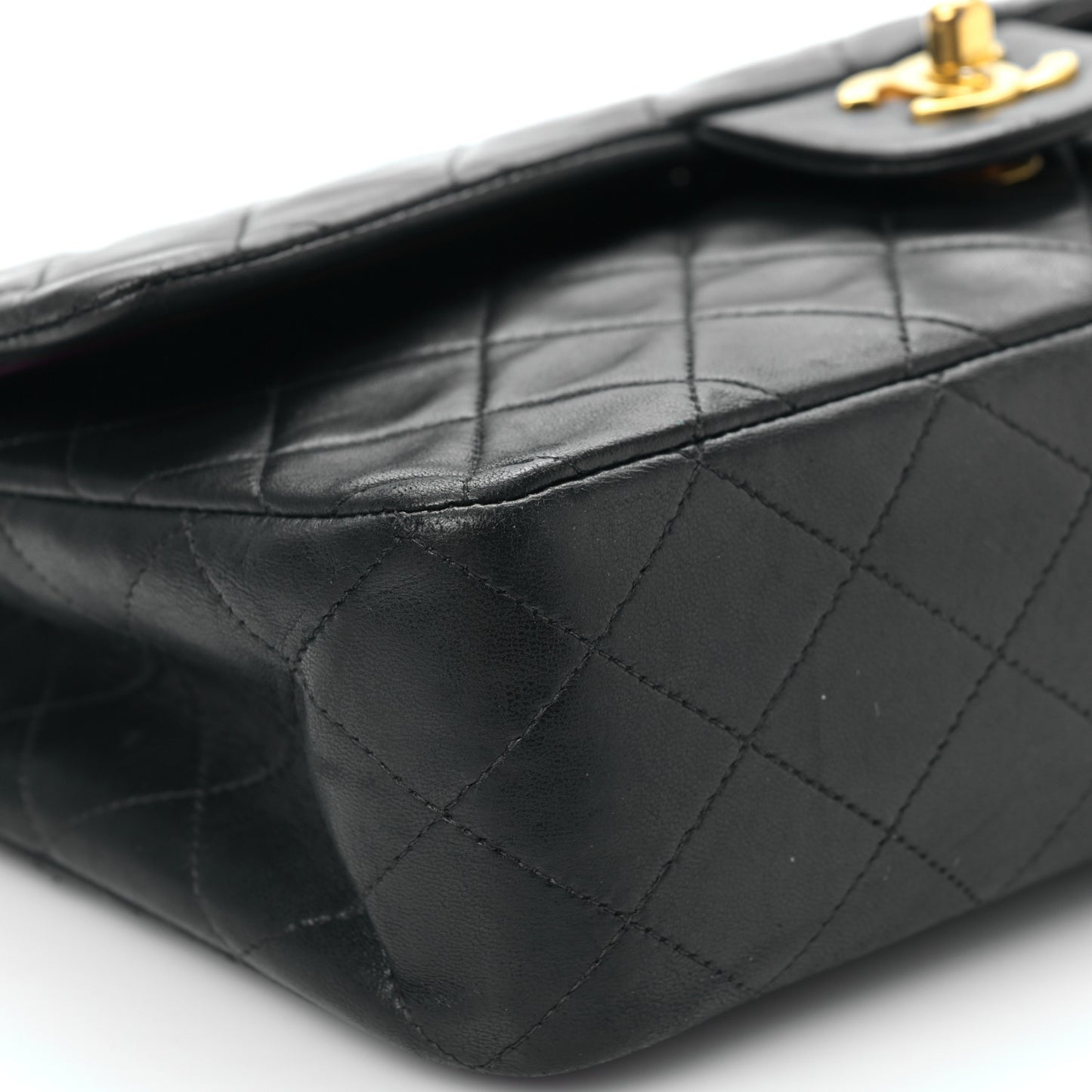 Lambskin Quilted Medium Double Flap Black